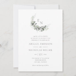 Convites Casamento Boho Chic com Eucalipto em Aquarela