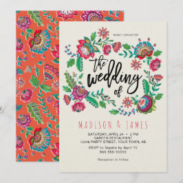 Convites Casamento Boho Chic de Laranja Bohemia Flores