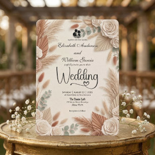 Convites Casamento Boho Chic de Terracota Elegante