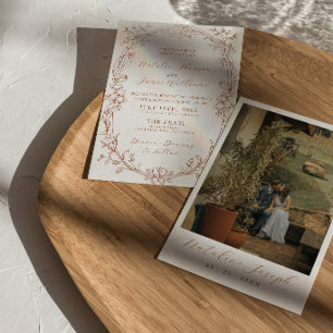 Convites Casamento Boho Chic de Terracota Laranja Queimada