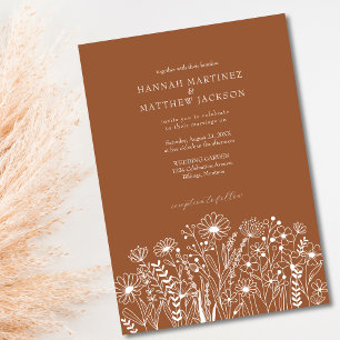 Convites Casamento Boho Chic Flor de Laranja Queimada