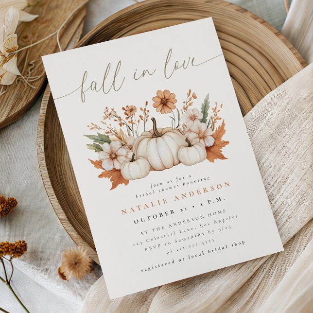 Convites Casamento Boho com Abóbora no Outono (Criador carregado)