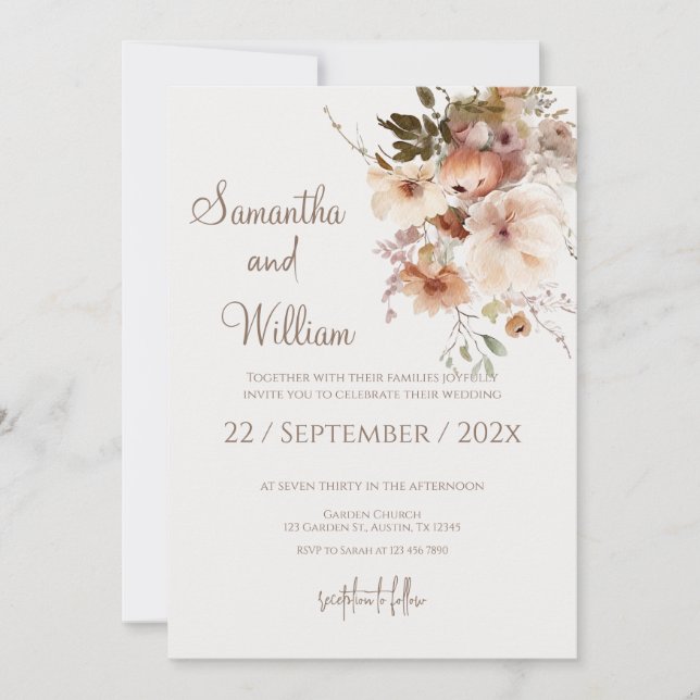Convites Casamento Boho com Alianças (Frente)