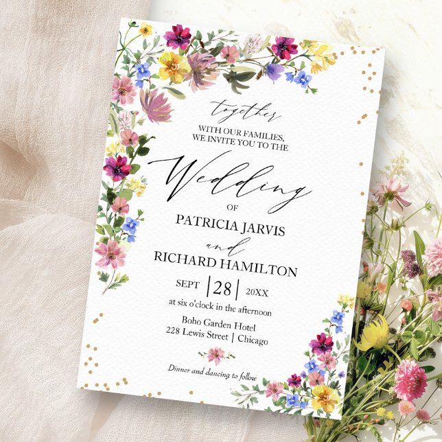 Convites Casamento Boho com Flores Silvestres (Criador carregado)