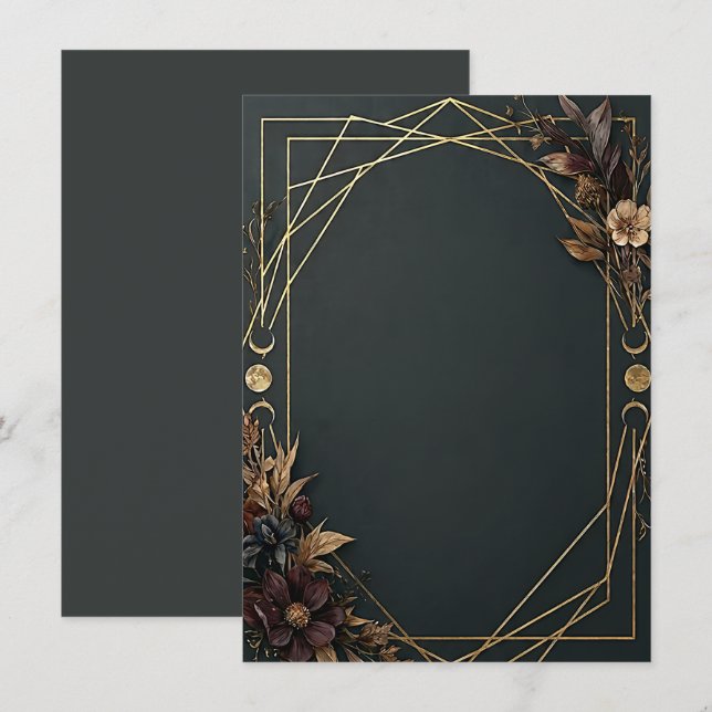 Convites Casamento Boho Dark Academia  (Frente/Verso)