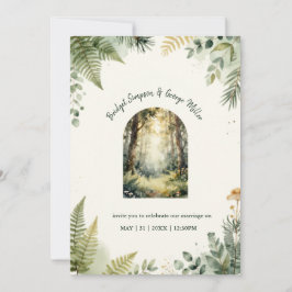 Convites Casamento Boho de Aquarela da Floresta Encantada V