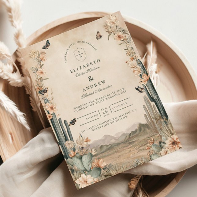 Convites Casamento Boho de Cacto no Deserto (Criador carregado)