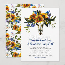 Convites Casamento Boho de Campo Rústico Azul Marinho Giras