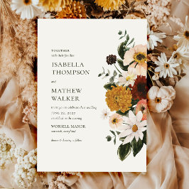 Convites Casamento Boho de Flor Silvestre de Outono