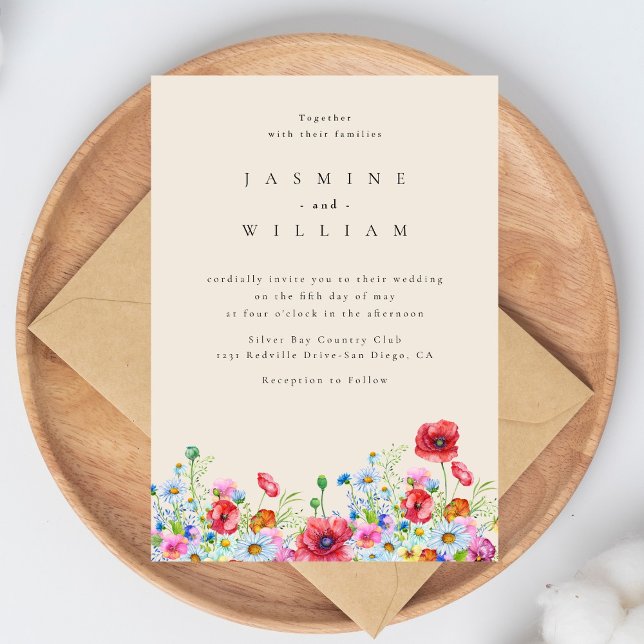 Convites Casamento Boho de Flores Silvestres (Criador carregado)