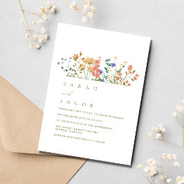 Convites Casamento Boho de Flores Silvestres de Verão