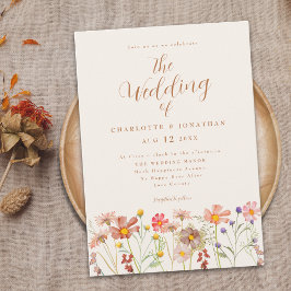 Convites Casamento Boho de Outono com Flores Silvestres