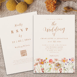 Convites Casamento Boho de Outono com Flores Silvestres