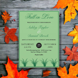 Convites Casamento Boho de Outono Elegante Rústico Verde Sa