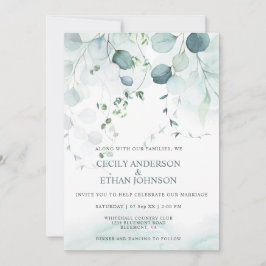 Convites Casamento Boho Dusty Blue & Sage Green Eucalyptus