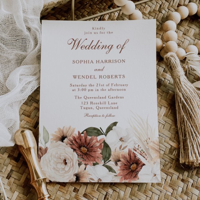 Convites Casamento Boho Elegante Atemporal (Criador carregado)