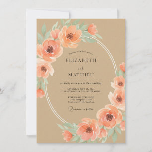 Convites Casamento Boho Encantador de Pêssego