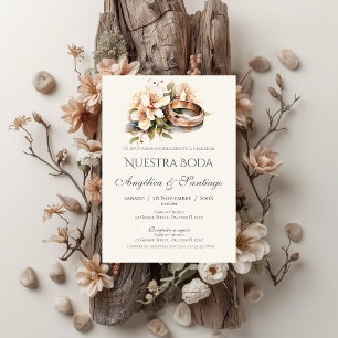 Convites casamento boho espanhol com alianças