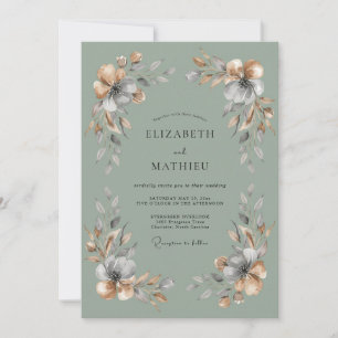 Convites Casamento Boho Etéreo em Verde Sálvia