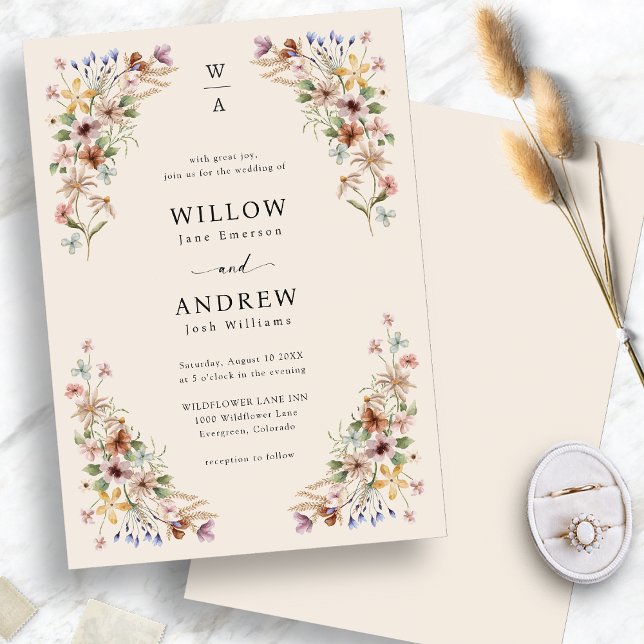 Convites Casamento Boho Flor Silvestre (Boho Wildflower Wedding Invitation
)