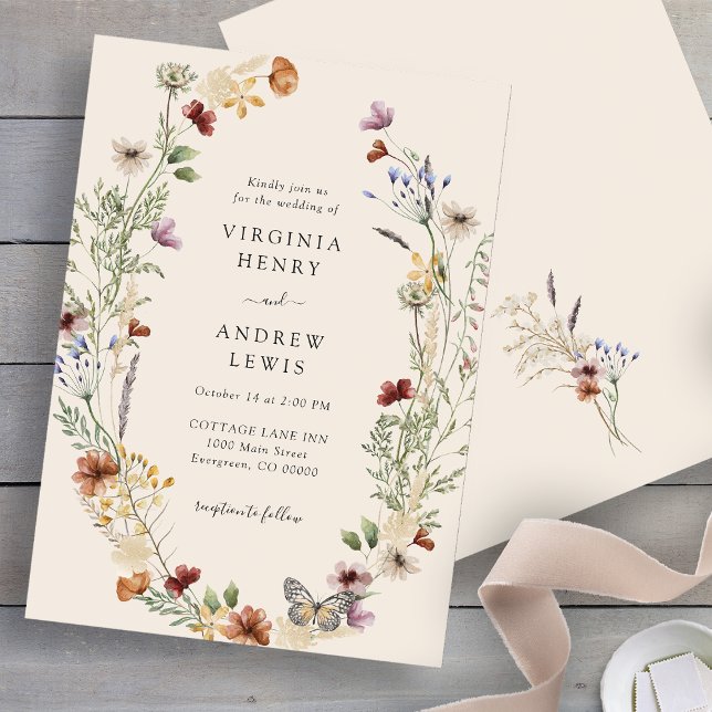 Convites Casamento Boho Flor Silvestre (Boho Wildflower Wedding Invitation
)