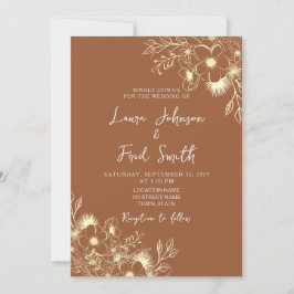 Convites Casamento Boho Flor Silvestre Laranja Queimada