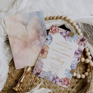 Convites Casamento Boho Floral Elegante de Outono