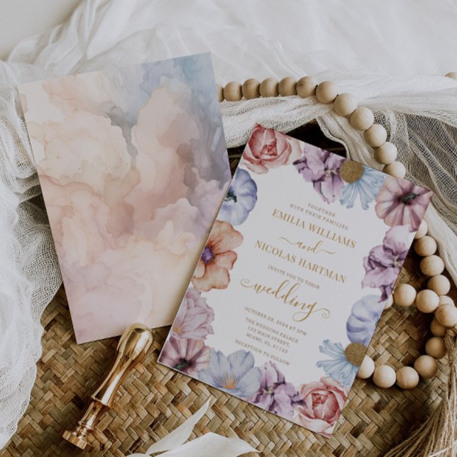Convites Casamento Boho Floral Elegante de Outono (Criador carregado)