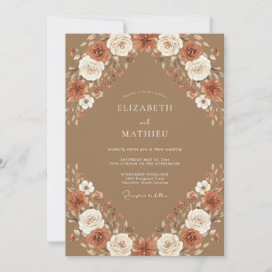 Convites Casamento Boho Floral Outono Camelo