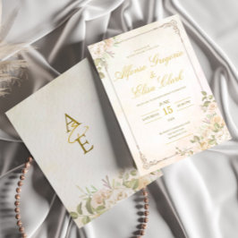 Convites Casamento Boho Floral Vintage Elegante Aquarela