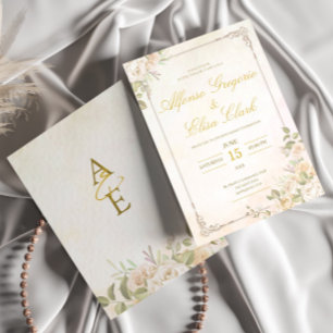 Convites Casamento Boho Floral Vintage Elegante Aquarela