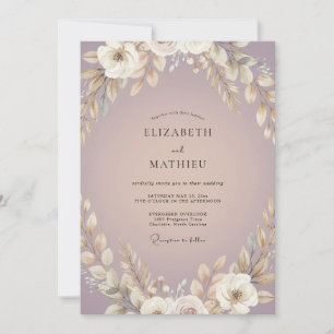 Convites Casamento Boho Folhagem Pó de Pluma