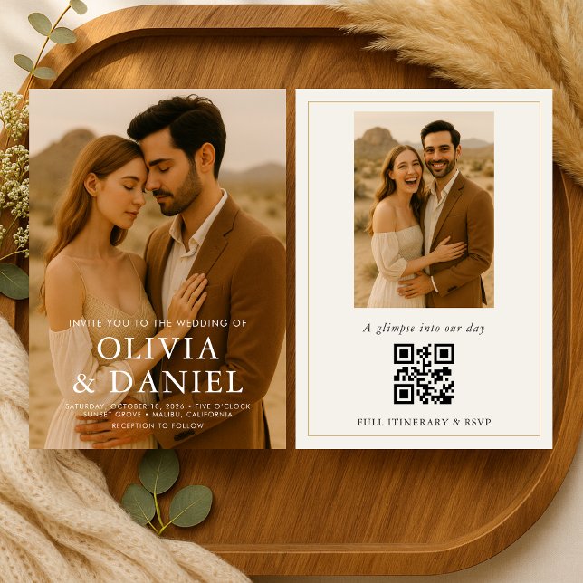 Convites Casamento Boho Foto Minimalista Simples   (Criador carregado)