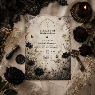 Convites Casamento Boho Goth Sombrio