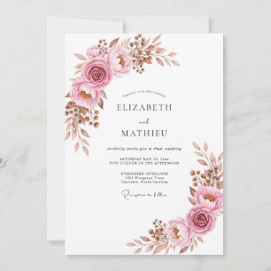 Convites Casamento Boho Gracioso Rosa Empoeirada