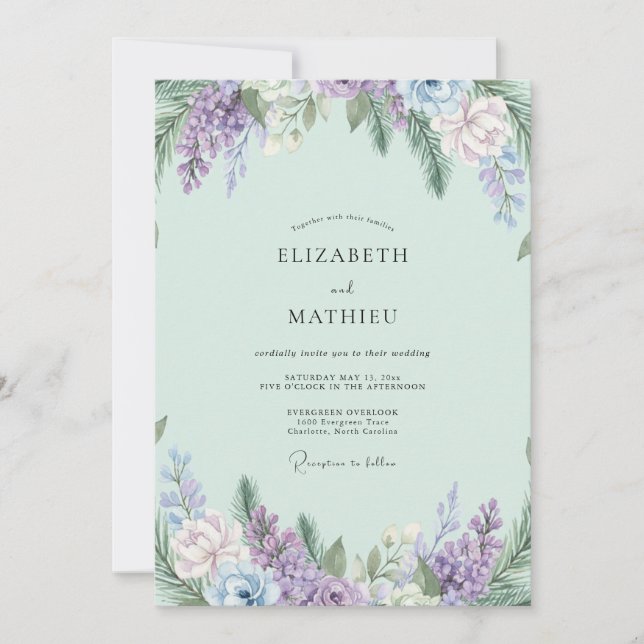 Convites Casamento Boho Hortênsia Amethyst Wisteria (Frente)