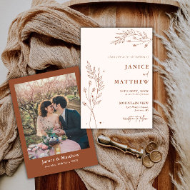 Convites Casamento Boho Laranja Queimado de Terracota Minim