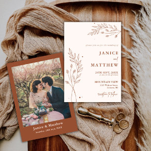 Convites Casamento Boho Laranja Queimado de Terracota Minim