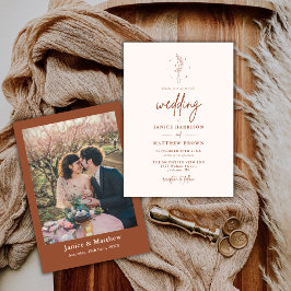 Convites Casamento Boho Laranja Queimado de Terracota Minim
