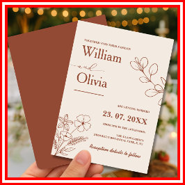 Convites Casamento Boho Laranja Queimado Terracota Minimali