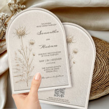 Casamento Boho Marfim Pampas Arco com RSVP Código