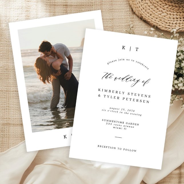Convites Casamento boho minimalista simples (Criador carregado)