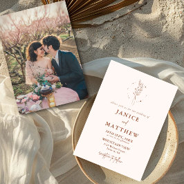 Convites Casamento Boho Minimalista Terracota Laranja Queim