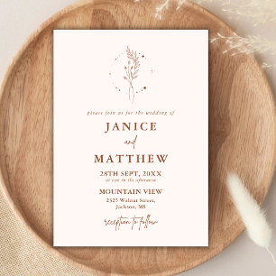 Convites Casamento Boho Minimalista Terracota Laranja Queim