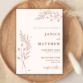 Convites Casamento Boho Minimalista Terracota Laranja Queim