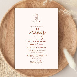 Convites Casamento Boho Minimalista Terracota Laranja Queim