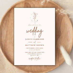 Convites Casamento Boho Minimalista Terracota Laranja Queim