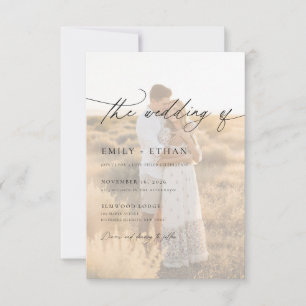 Convites Casamento Boho Moderno com Sobreposição de Vellum 