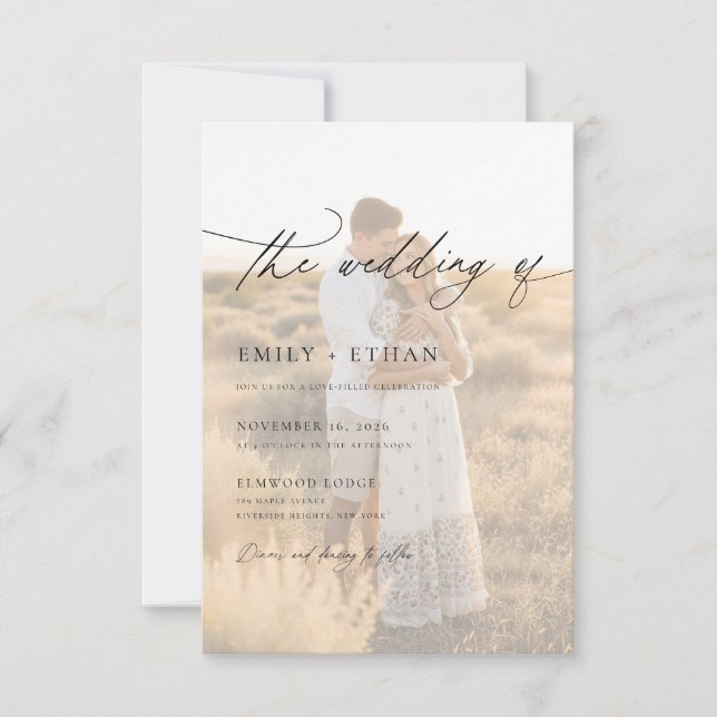 Convites Casamento Boho Moderno com Sobreposição de Vellum  (Frente)