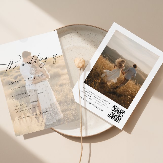 Convites Casamento Boho Moderno com Sobreposição de Vellum  (Criador carregado)